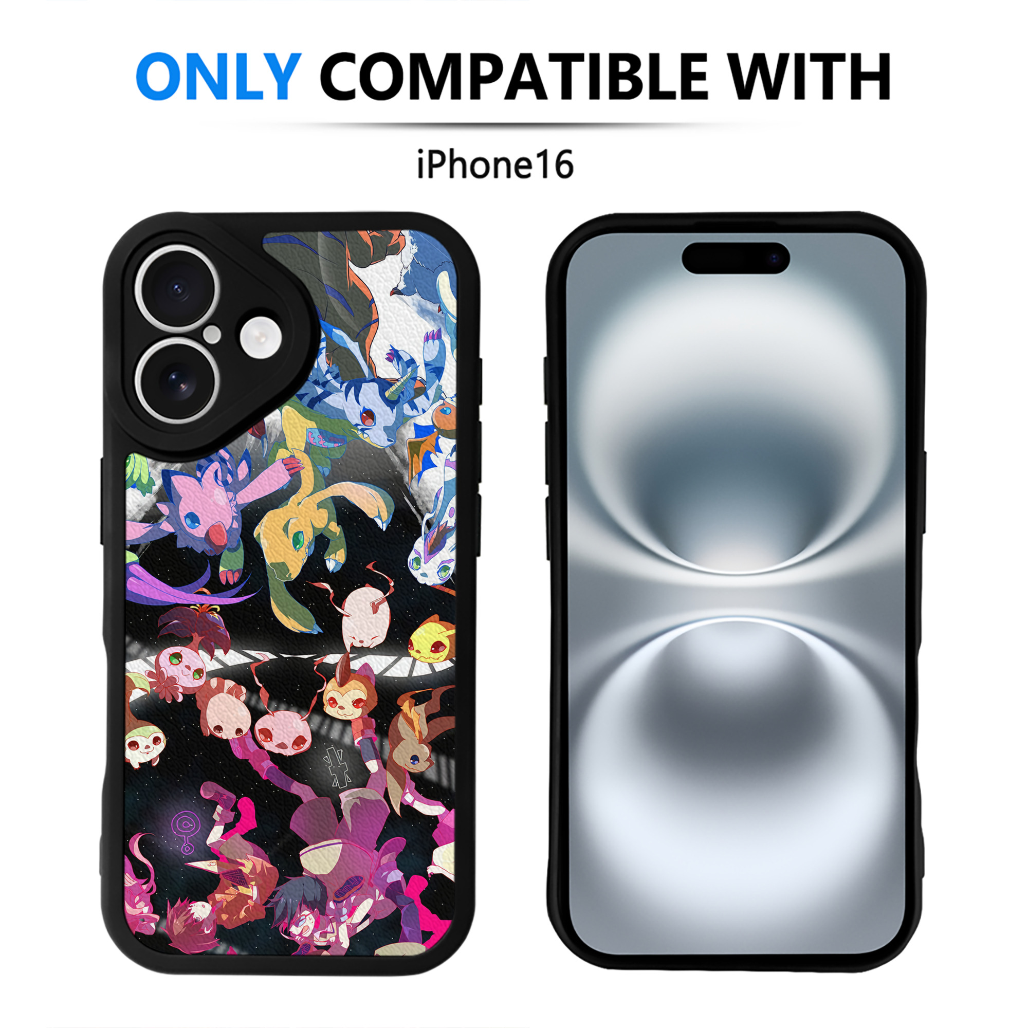 （画像用） Digimon デジタルモンスター/デジモン 【iPhone 16シリーズ対応】シリコンスマホケース（レザー調） 材質：シリコン